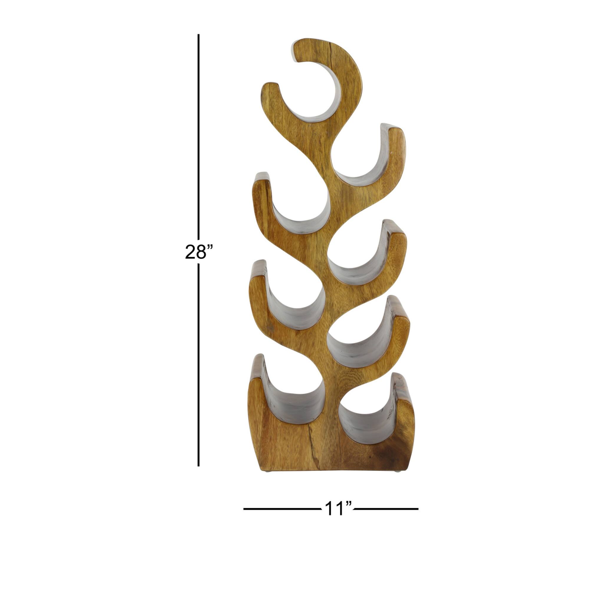 28" Brown Wood Rustic Wine Holder Rack